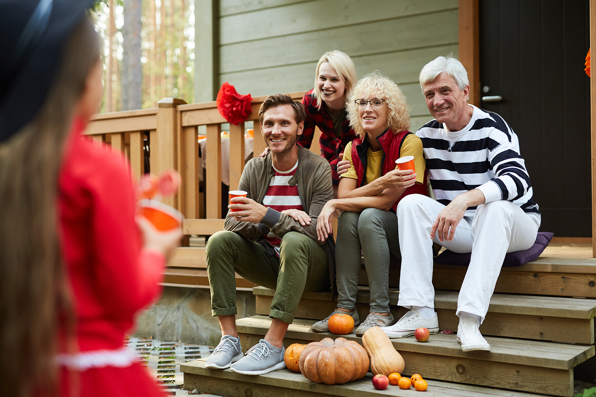 Happy couples family cottage